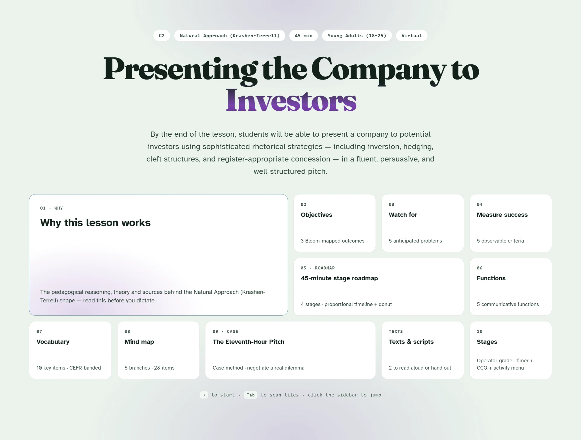 A lesson plan cover in the Mint theme — bright and light
